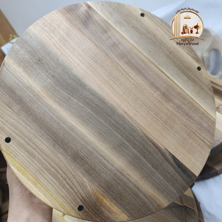 سینی گرد چوبی دسته دار از چوب گردو کد m55