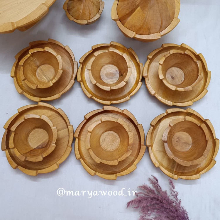 سرویس چوبی ۶ نفره الینور از چوب توسکا